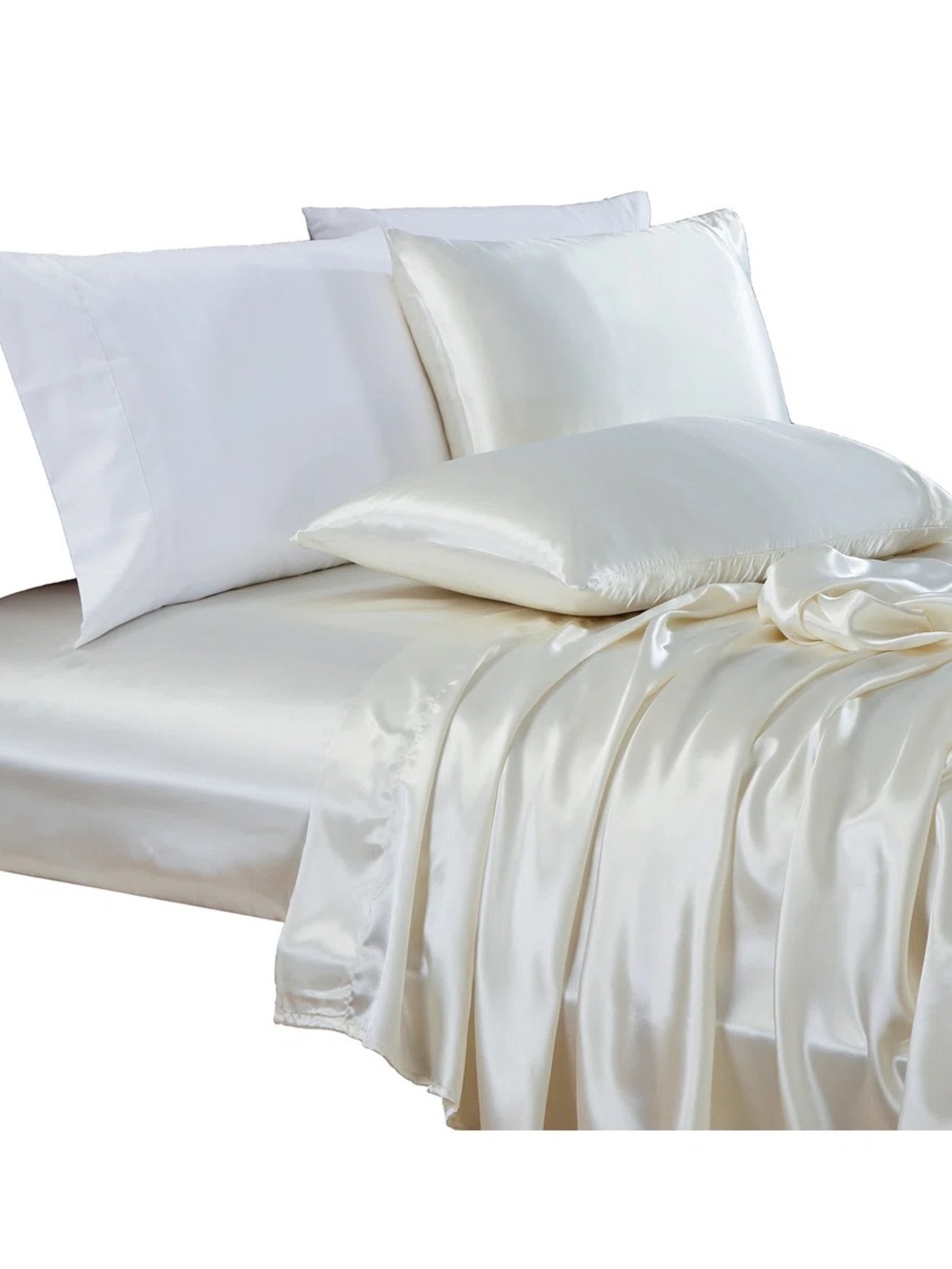 Luxury Satin Sheet Set – Ivory 4 piece king sheet set
